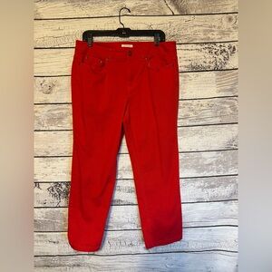 Jones New York Sport Red Stretch Jeans Size 14